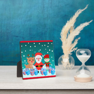 PLAQUE PHOTO NOËL AVEC PÈRE NOËL ET SES AMIS