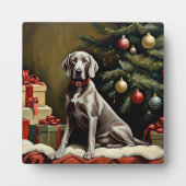 Plaque Photo Noël du chien Weimaraner (Devant)