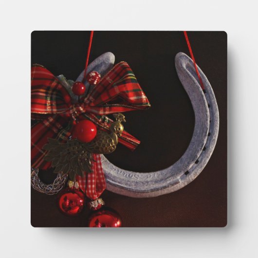 Plaque Photo Noël équestre pendre en fer à cheval Photo (Devant)