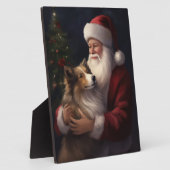Plaque Photo Noël festif de Shetland Sheepdog Père Noël (Côté)