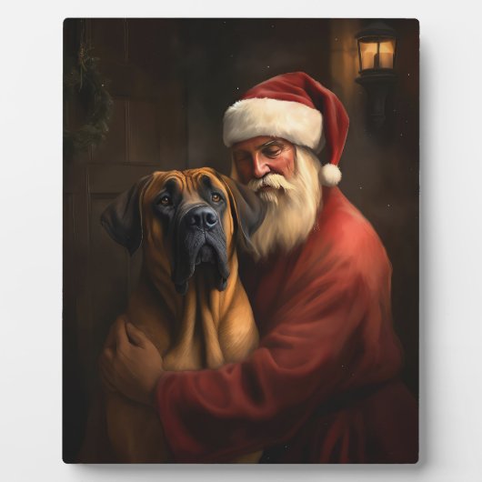 Plaque Photo Noël festif Rhodesian Ridgeback Santa Claus (Devant)