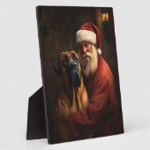Plaque Photo Noël festif Rhodesian Ridgeback Santa Claus (Côté)