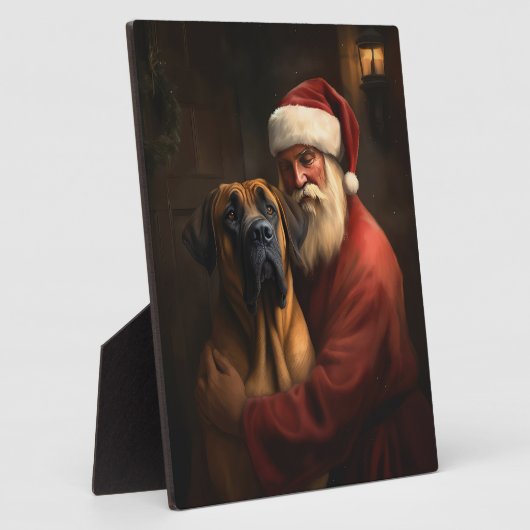 Plaque Photo Noël festif Rhodesian Ridgeback Santa Claus (Côté)