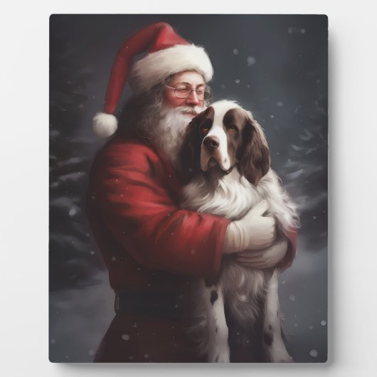 Plaque Photo Noël festif Springer Spaniel Santa Claus (Devant)