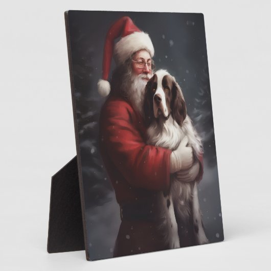 Plaque Photo Noël festif Springer Spaniel Santa Claus (Côté)