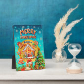 Plaque Photo Noël Gingerbread Candy House et Nouvel An (Côté)