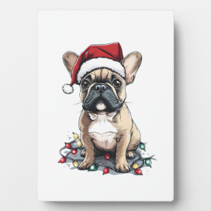 Plaque Photo Noël Lumières Bouledogue Français Cadeaux Chiens M