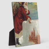 Plaque Photo Noël - Père Noël en train de tomber dans le Chimne (Côté)