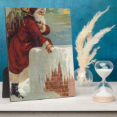 Plaque Photo Noël - Père Noël en train de tomber dans le Chimne (Côté)