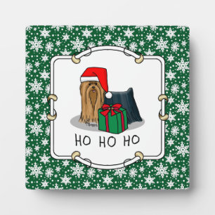 Plaque Photo Noël Santa Hat Yorkshire Terrier Yorkie Cute