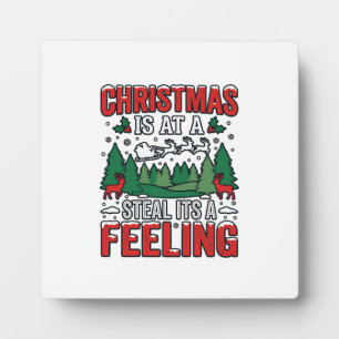 Plaque Photo Noël Voler C'est Un Sentiment Renne Traîneau Desi