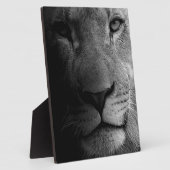 Plaque Photo Noir Blanc Motivation Leadership Lion Portrait (Côté)