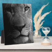 Plaque Photo Noir Blanc Motivation Leadership Lion Portrait (Côté)