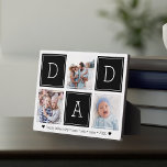 Plaque Photo Noir | DAD Custom Kids Photo Collage<br><div class="desc">Créez un doux souvenir pour un papa bien-aimé cette Fête des pères avec cette simple plaque photo design qui comprend trois de vos photos préférées Instagram, arrangé dans un montage avec des carrés alternatifs de noir croustillant épelant "Papa". Personnalisez avec les photos préférées de ses enfants, et ajoutez un message...</div>