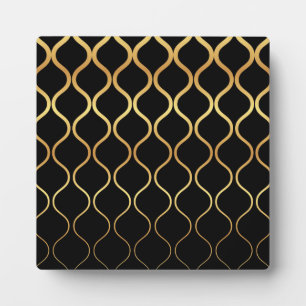 Plaque Photo Noir, or, cool, tendance, design abstrait rétro