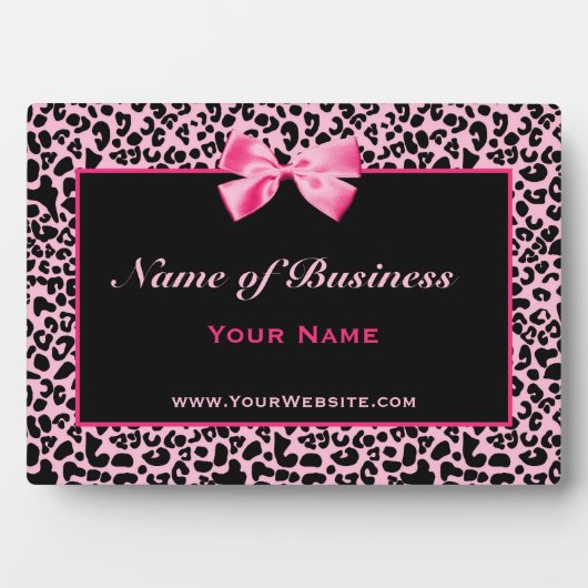 Plaque Photo Nom commercial tendance Pink and Black Leopard (Devant)