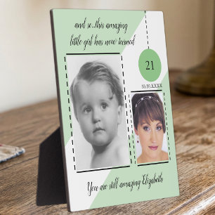 Plaque Photo Nom d'anniversaire incroyable 21 ans date photos v