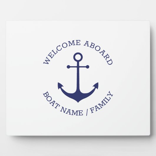 Plaque Photo Nom de bateau personnalisé Bienvenue à bord de l'a (Devant)