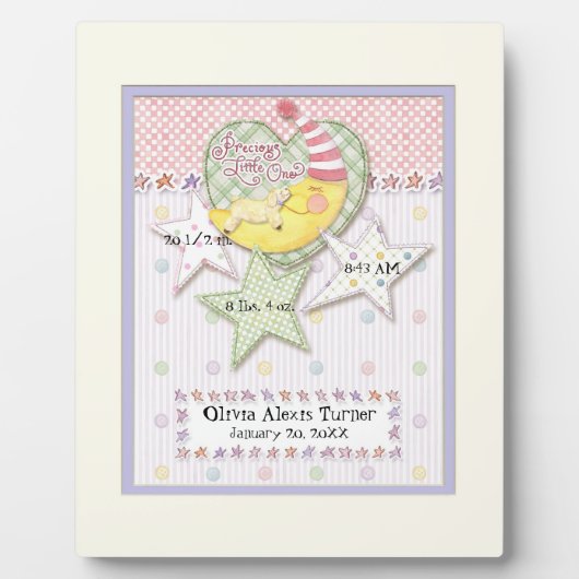 Plaque Photo Nom de bébé personnalisé Pépinière murale Art pour (Devant)