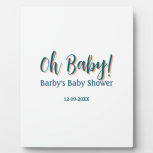 Plaque Photo Nom de douche simple en gras bleu oh bébé bébé