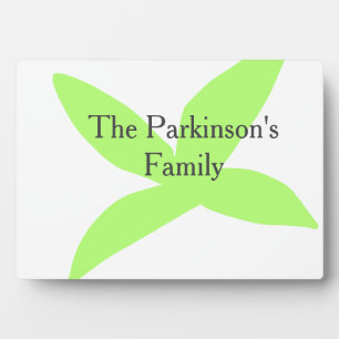 Plaque Photo Nom de famille pastel abstrait feuille verte rétro