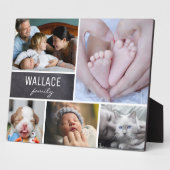 Plaque Photo Nom de famille personnalisé, 5 Collage photo (Côté)