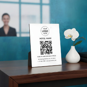 Plaque Photo Nom de l'hôtel Logo & Services de code QR Tarifs D