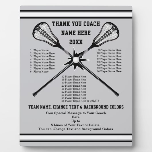 Plaque Photo Nom du joueur Lacrosse Coach Cadeaux, Couleur de l (Devant)