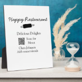 Plaque Photo Nom du restaurant scan QR menu ajouter les coordon (Côté)