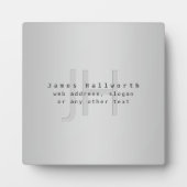 Plaque Photo Nom et Slogan modifiable moderne | Gradient gris (Devant)