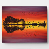 Plaque Photo Nom guitariste orange moderne Aquarelle (Devant)