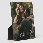 Plaque Photo Noms de script modernes couples photo mariage (Côté)
