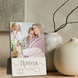 Plaque Photo Nonna Calligraphy I Love You 3 Photo Cream Brown