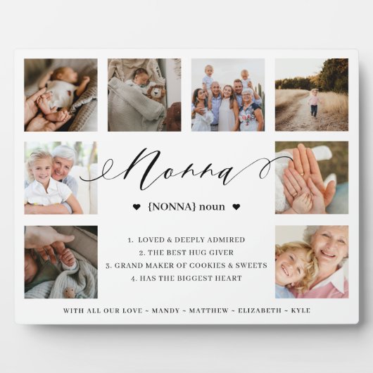 Plaque Photo Nonna Définition Script Photo Collage Keepsaké (Devant)