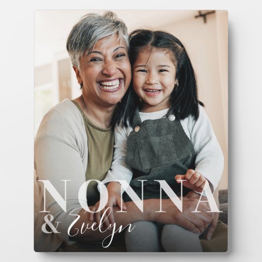 Plaque Photo Nonna & Grandchild Script Name Photo Keepsaké (Devant)