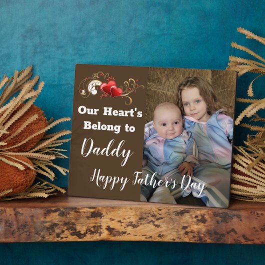 Plaque Photo Nos coeurs appartiennent à papa (Côté)