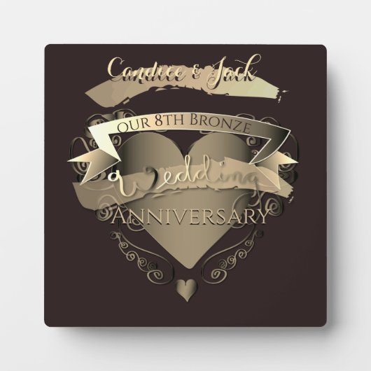 Plaque Photo "Notre 8ème anniversaire de Mariage de bronze" (Devant)