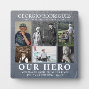 Plaque Photo Notre Héros Photo Collage Memorial Ardoise grise