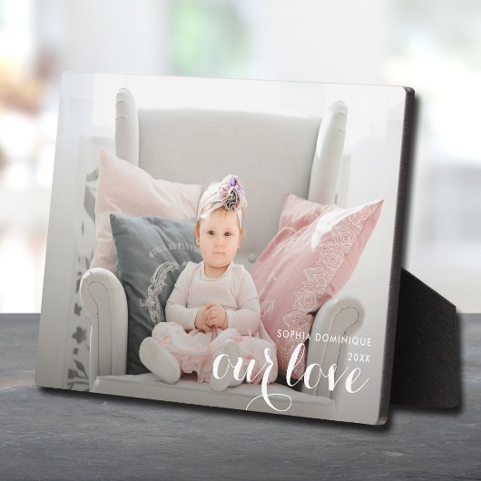 Plaque Photo NOTRE LOVE Script Tabletop Easel Photo