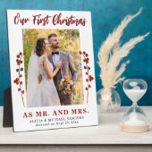 Plaque Photo Notre première photo de Noël de mariage (Côté)