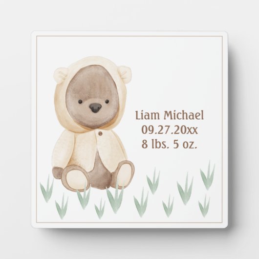 Plaque Photo Nourriture de l'ours Naissance Stat Aquarelle Rust (Devant)