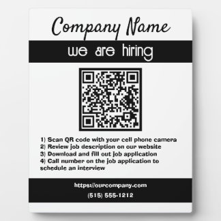 Plaque Photo Nous Embauchons Le Code QR Signé Pour Les Affaires