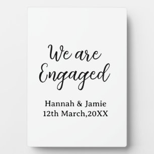 Plaque Photo Nous sommes fiancés nom date calligraphystylish