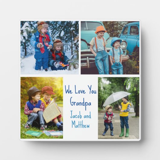 Plaque Photo Nous t'aimons Grand-Père Personnalisé Cute Kids Co (Devant)