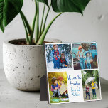 Plaque Photo Nous t'aimons Grand-Père Personnalisé Cute Kids Co<br><div class="desc">Cette plaque photo pour enfants mignonne et personnalisée pour un grand-père présente une mise en page moderne de 4 photos pour petits-enfants sur un arrière - plan blanc avec la typographie bleue lire We Love You Grand-père. Ce beau cadeau photo pour petits-enfants comporte votre propre collage photographique entourant votre message...</div>