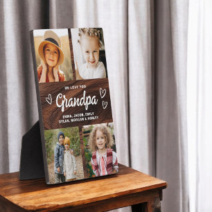 Plaque Photo Nous t'aimons Grand-Père Rustic Wood Photo Collage