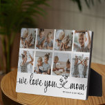 Plaque Photo Nous t'aimons Maman Photo<br><div class="desc">Plaque photo de jour de la mignonne mère avec un collage photo de 8 modèle des enfants,  le dicton 'we love you maman' dans un script élégant police florale,  et les noms des enfants.</div>