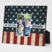 Plaque Photo Nous t'aimons Militaire Grand-Père Américain Drape (Côté)