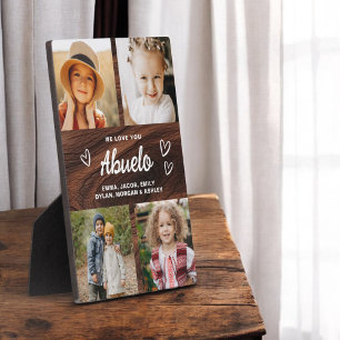 Plaque Photo Nous vous aimons Abuelo Rustic Wood Photo Collage