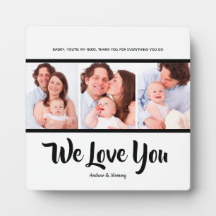Plaque Photo Nous vous aimons papa, Personnalisé 3 Photo Collag